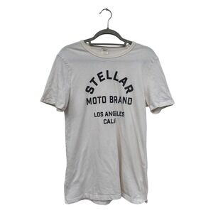 Stellar Moto Brand Los Angeles Graphic T-Shirt White Black Made in USA, Sz M